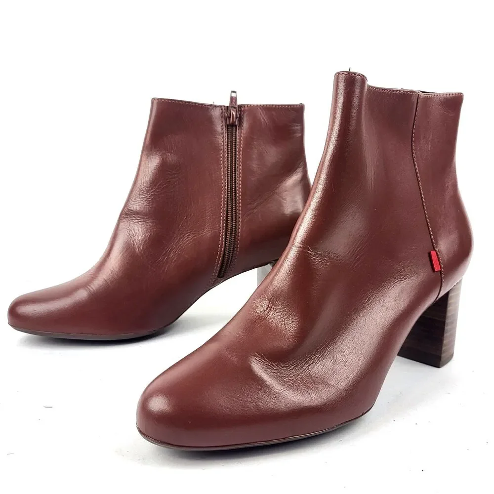 Marc Joseph New York Charles St Leather Ankle Bootie Reddish Brown Size 9